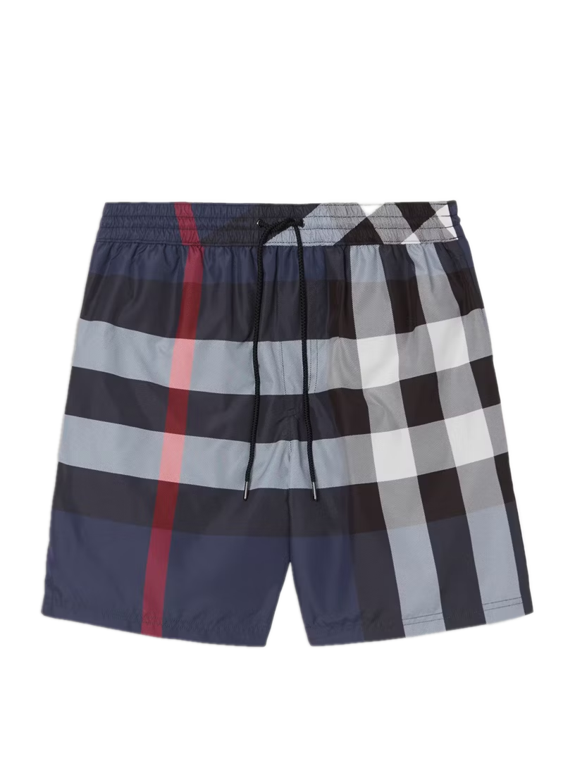 BURBERRY Check Swim Shorts Dark Blue